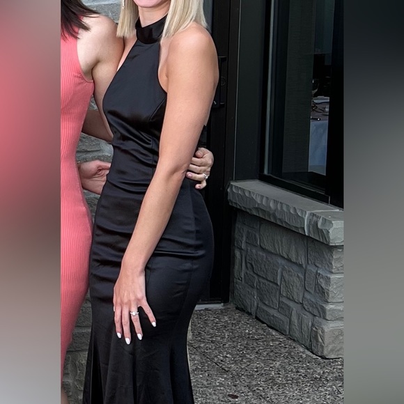 Lulus black satin halter dress - Picture 5 of 6